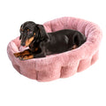 KindTail Medium Orthopedic Dog Bed Cuddler Faux Fur Luxury Bed Pet Bed for Dogs and Cats Under 25lbs Waterproof Dog Bed with Nylon Base Comfy Pet Bed 25" x 21" x 12" (Pink Medium)